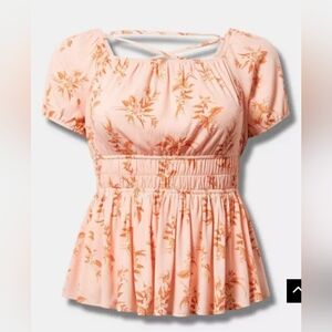 Torrid Peach Floral Blouse
